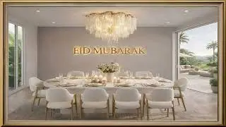 Eid Mubarak Golden Frame - Luxury Patio Sunrise | 2 Hours UHD Elegant Ambience | Amarno_AM | #02