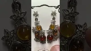 Multi Color Amber Earrings Sterling