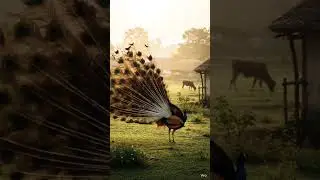 peacock is dancing in a village...... #ai #aishorts #status #art #peacock #edit #shorts #background