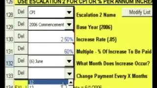 ProCalc 11 - Entering Data: Escalation Two - CPI and Fixed % Base Rent Increases