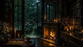 Rainy Night in Spring Reading Nook | Sprin Ambience for Relaxation, Deep Sleep & Peaceful Focus