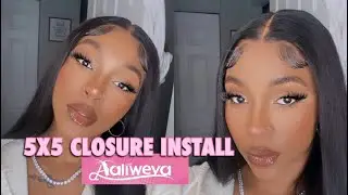 5X5 AMAZON CLOSURE WIG INSTALL| AALIWEYA HAIR