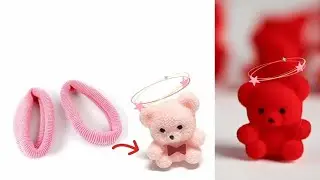 रबर &zwnj;&zwj;|| Teddy Bear Keychain From hair Rubber Band || Easy Steps || Diy #artmenu