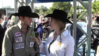 Shane Proctor with the Rodeo Round Up's Crystal Rae Coddington on the  blue carpet
