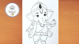 Ganpati Bappa Easy Pencil Drawing Tutorial 2025 | Lord Ganesha Drawing | Chitra | Ganesh Ji Sketch