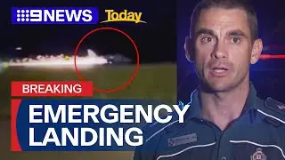 Sparks fly as plane makes emergency landing at Gold Coast airport | 9 News Australia