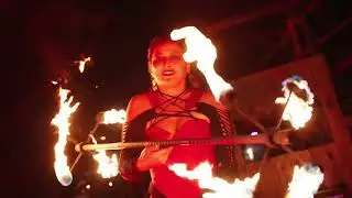 Kaylie Kreatrix - Infinite Inferno fire show. Fire eating, fire fans, dragon staff, charcoal dance