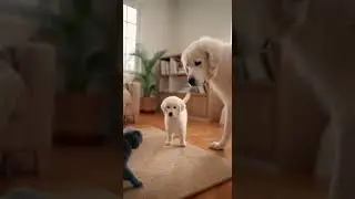 Scottish Fold Bullies a Pyrenees puppy.. Cuteness overload in action