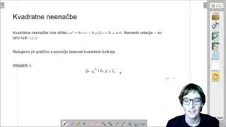 Kvadratna neenačba - definicija - 1.del
