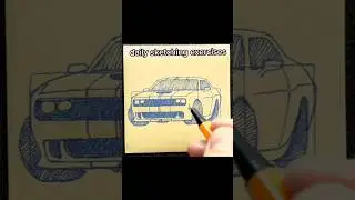 Dodge Challenger SRT Pencil Sketch Tutorial | Learn how to Sketch #sketching #shorts
