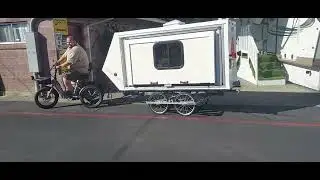 Bicycle Camper Trailer with slide-out 1st Test pull part 2 V89