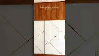 Wardrobe sliding door laminate finish with golden T Patti  #wardrobe #slidding #bedroom #interior