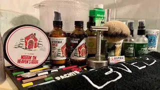 Noggin’ on Heaven’s Door by Barrister and Mann - REX  Sentry slant razor - Silvertip by Boti Brushes