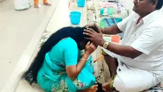 Indian aunty headshave | #templeheadshave #tirupatigundu #headshave #hairdonation #indianheadshave |