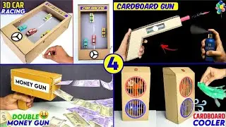 How to make money gun, cardboard 3d car racing, homemade fire gun, cardboard cooler