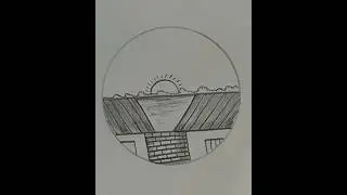 Natural beauty of village #picture  drawing #shorts #easy step#art #youtubeshorts
