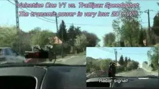 Valentine One V1 (horisontal @ vertical consol) vs. Traffipax Speedophot