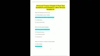Personal Finance Chapter 6 Post Test Questions and Answers Latest Version Graded A384