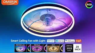 OMBRIN | Smart Ceiling Fan, RGB Ceiling Fans Works with Alexa Music Sync & 66 DIY Color Scenes