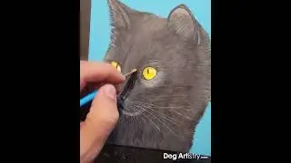 Black Cat Painting by Dog Artistry. Painting a Black Cat Using Acrylic Paints. #shorts #cat