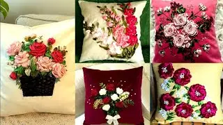 Beautiful Ribbon Work On Cushion Covers |Step By Step Tutorial