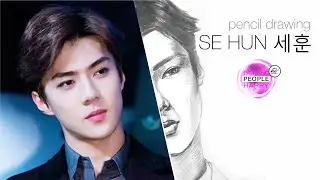 SEHUN - How to Draw EXO Members step by step / Drawing tutorial of man face eyes nose lips ears hair