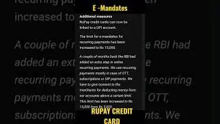 RBI meeting Update ,Repo rate,credit card ,e-mandate #rbi #rupaycard #creditcard #e-mandate#business
