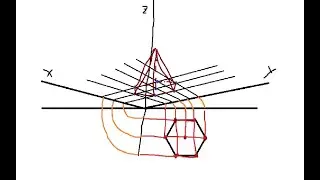 Assonometria isometrica piramide base esagonale