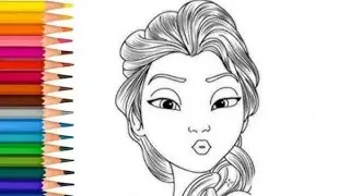 HOW TO DRAW ELSA FACE FROM FROZEN EASY STEP BY STEP | DRAWING AND COLORING TUTORIAL 