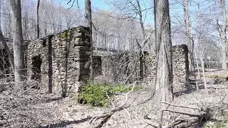 BEAUTIFUL ABANDONED STONE FOUNDATION IN THE WOODS. Former Axle Works property