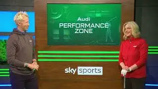 Jason Floyd gives Sky Sports Golf Presenter - Sarah Stirk a lesson live at the Audi Performance Zone