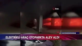 Electric vehicle catches fire in parking lot