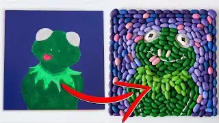 How to Make Kermit Frog Out of Beans - Simple mosaic art idea 🐸🐸🐸