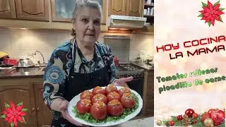 Tomate relleno con picadillo de carne #tomate #recipe #navidad