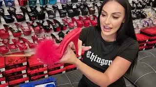 Эшли отзывает о потрясающих красных пушистых туфлях Marabou в стиле ретро POISE-501FS на каблуке ...