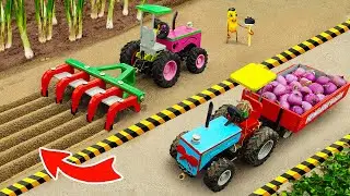 DIY Mini Tractor Making Onion Farming with DIY Plow Machine after Lion Attack | HP Mini DIY Tractor