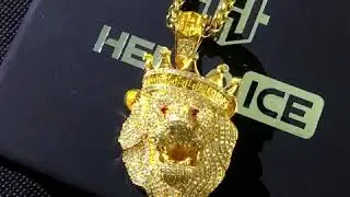 18K Yellow Gold Finish S925 Silver Roaring Lion Pendant On Helloice .Com