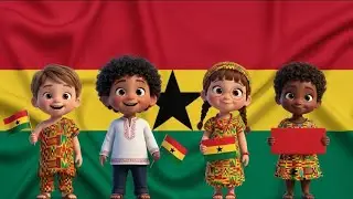 🇬🇭 Ghana Kids Anthem | &ldquo;God Bless Our Homeland Ghana&rdquo; | Kids Flags Learning | Ghana History & Facts