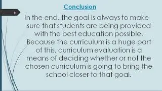 1.3 .4 Curriculum evaluation, Lecture 6 by Kashif Iqbal