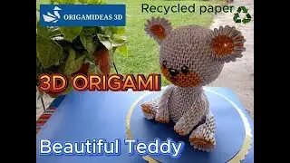 How to make a beautiful 3D Origami teddy with recycled paper​ | Osito Origami 3D con papel reciclado