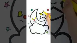 Moon and Star Acrylic Painting and Drawing for Kids | Art And Crafts! #shortsvideo, #painting, #art