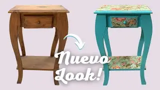 👍 Mesita VINTAGE 💙decoupage con TELA !!!!! RENOVACIÓN COMPLETA 🥰