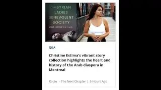 CBC The Next Chapter conversation between Christine Estima and Ali Hassan  The Syrian Ladies Benevol