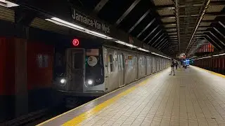 IND Queens Blvd Line: (E) and (F) Trains @ Jamaica-Van Wyck (R160A, R160B)