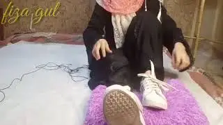 Dirty Feet and soles show with dirty shoe shown by hijabi girl Find me on Twitter