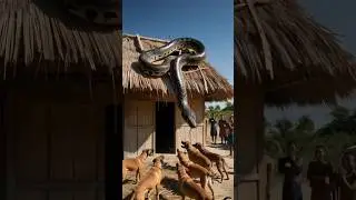 Python encounter in village, python attacked dog 😱😱 #python #snake #wildlife #shorts #ytviral