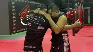 Muay Thai elbow strike while in the clinch