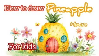 Draw SpongeBob Pineapple House Easy | Beginner Drawing Tutorial | how to draw pineapple for kids
