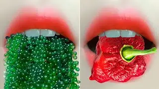 asmr @AZURAASMR 15 COLORFUL EMOJI FOOD CHALLENGE MUKBANG 알록달록 이모지 먹방 챌린지 모음집 eating sounds