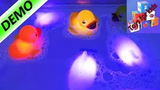 DISCO IN THE BATH | colorful flashing LED rubber ducks and dolphins for bathtime | demo